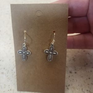 Small silver cross earrings